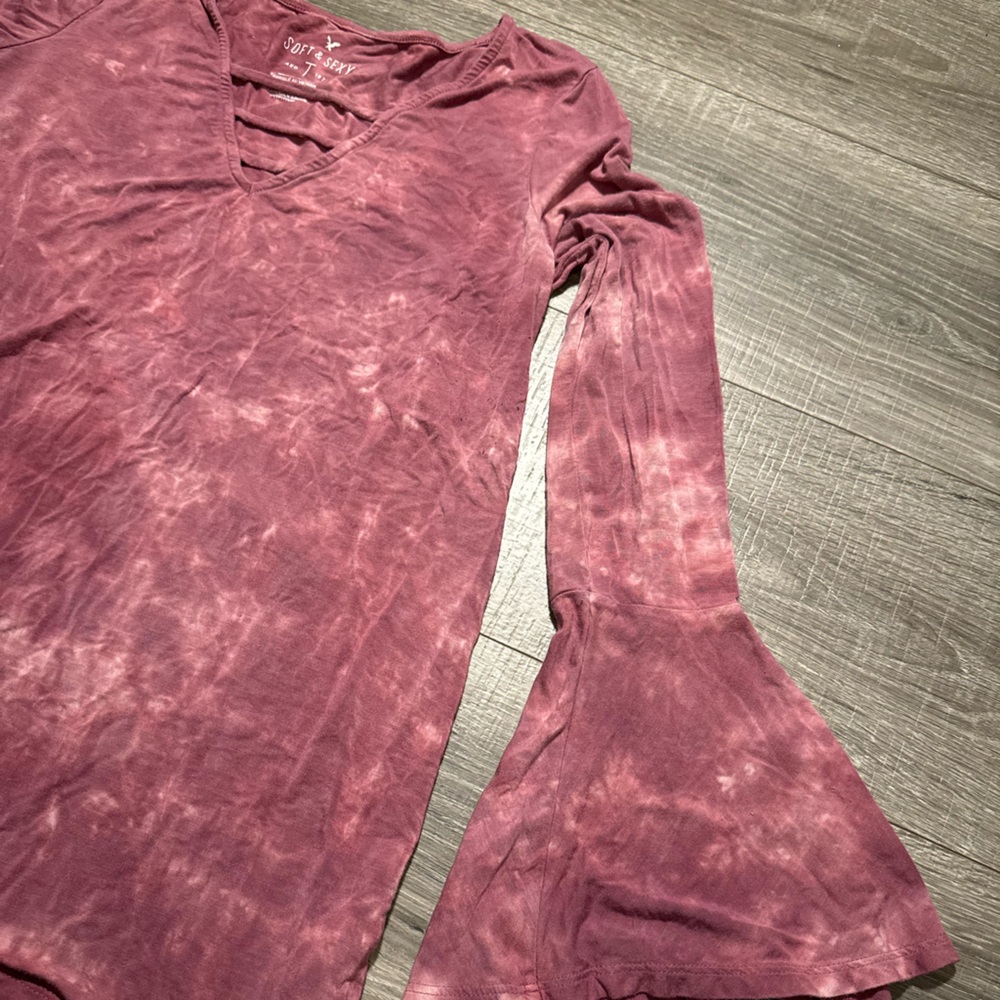 Pink Tie-Dye Bell Sleeve Top